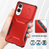 Combat Tough Series Hybrid Case with Camera Lens Cover for Samsung Galaxy S25 Edge - Red