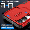 Combat Tough Series Hybrid Case with Camera Lens Cover for Samsung Galaxy S25 Edge - Red