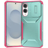 Combat Tough Series Hybrid Case with Camera Lens Cover for Samsung Galaxy S25 Edge - Teal Hot Pink