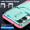 Combat Tough Series Hybrid Case with Camera Lens Cover for Samsung Galaxy S25 Edge - Teal Hot Pink