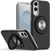 Circular Series Hybrid Case with Rotating Ring Stand for Samsung Galaxy S25 Edge - Black