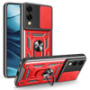 Military Grade Superior Series Hybrid Case with Ring Grip and Camera Lens Cover for Samsung Galaxy S25 Edge - Red