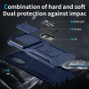Combat Tough Series Ring Holder Case with Camera Lens Cover for Samsung Galaxy S25 Edge - Blue