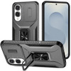 Combat Tough Series Ring Holder Case with Camera Lens Cover for Samsung Galaxy S25 Edge - Grey
