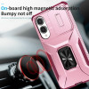 Combat Tough Series Ring Holder Case with Camera Lens Cover for Samsung Galaxy S25 Edge - Pink Burgundy