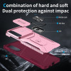 Combat Tough Series Ring Holder Case with Camera Lens Cover for Samsung Galaxy S25 Edge - Pink Burgundy