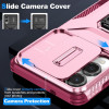 Combat Tough Series Ring Holder Case with Camera Lens Cover for Samsung Galaxy S25 Edge - Pink Burgundy