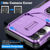 Combat Tough Series Ring Holder Case with Camera Lens Cover for Samsung Galaxy S25 Edge - Purple