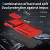 Combat Tough Series Ring Holder Case with Camera Lens Cover for Samsung Galaxy S25 Edge - Red