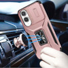 Combat Tough Series Ring Holder Case with Camera Lens Cover for Samsung Galaxy S25 Edge - Rose Gold