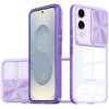 HD Transparent Case with Camera Privacy Cover for Samsung Galaxy S25 Edge - Purple