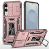 Military Grade Ring Holder Case with Camera Lens Cover for Samsung Galaxy S25 Edge - Rose Gold