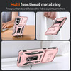 Military Grade Ring Holder Case with Camera Lens Cover for Samsung Galaxy S25 Edge - Rose Gold