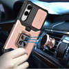Military Grade All-In-One Ring Stand Card Case for Samsung Galaxy S25 Edge - Rose Gold