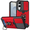 Military Grade All-In-One Ring Stand Card Case for Samsung Galaxy S25 Edge - Red