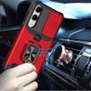 Military Grade All-In-One Ring Stand Card Case for Samsung Galaxy S25 Edge - Red