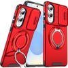 Dual Layer MagSafe Case with Rotating Stand and Privacy Camera Cover for Samsung Galaxy S25 Edge - Red
