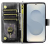 Leather Wallet Case with Zipper Pocket for Samsung Galaxy S25 Edge - Black