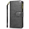 Leather Wallet Case with Zipper Pocket for Samsung Galaxy S25 Edge - Black