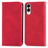 Leather Folio Wallet Case for Samsung Galaxy S25 Edge - Red