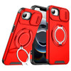 Dual Layer MagSafe Case with Rotating Stand and Privacy Camera Cover for iPhone 16e - Red