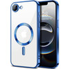 Electroplated Clear MagSafe Case with Camera Lens Protector for iPhone 16e - Blue