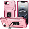 Combat Tough Series Ring Holder Case with Camera Lens Cover for iPhone 16e - Pink Burgundy