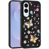 Butterfly Ornaments Diamond Hybrid Case for Samsung Galaxy S25 Edge - Black