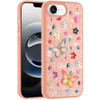 Butterfly Ornaments Diamond Hybrid Case for iPhone 16e - Pink