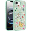 Butterfly Ornaments Diamond Hybrid Case for iPhone 16e - Teal