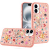 Butterfly Ornaments Diamond Hybrid Case for iPhone 16 Plus - Pink