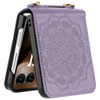 Mandala Flower Leather Protective Cover with Strap for Motorola Razr Ultra 2025 - Purple