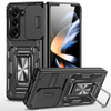 Military Grade Ring Holder Case with Camera Lens Cover for Samsung Galaxy Z Fold 7 - Black