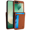 Luxury Leather Wallet Case for Samsung Galaxy Z Flip 7 - Brown