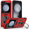 Military Grade Ring Grip Hybrid Case for Samsung Galaxy Z Flip 7 - Red