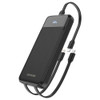 22.5W 10000mAh Power Bank Battery with Integrated USB-C and Lightning Charging Cables - Black