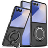 Dual Layer Magnetic Ring Case with Rotating Stand and Privacy Camera Cover for Samsung Galaxy Z Flip 7 - Black