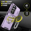 Dual Layer Magnetic Ring Case with Rotating Stand and Privacy Camera Cover for Samsung Galaxy Z Fold 7 - Purple