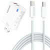 SpeedBoost GaN Dual Port 45W USB-C PD 3.0 Power Delivery + 18W Quick Charge 3.0 Fast Wall Charger + USB-C Cable - White