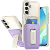 Military Grade All-In-One Hybrid Case with Card Pocket, Kickstand and Hand Strap for Samsung Galaxy A16 5G - Beige Purple