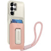 Military Grade All-In-One Hybrid Case with Card Pocket, Kickstand and Hand Strap for Samsung Galaxy S25 Ultra - Beige Pink