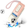 Military Grade All-In-One Hybrid Case with Card Pocket, Kickstand and Hand Strap for iPhone 16 - Beige Pink
