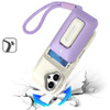 Military Grade All-In-One Hybrid Case with Card Pocket, Kickstand and Hand Strap for iPhone 16 - Beige Purple