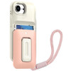 Military Grade All-In-One Hybrid Case with Card Pocket, Kickstand and Hand Strap for iPhone 16e - Beige Pink