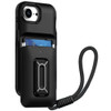 Military Grade All-In-One Hybrid Case with Card Pocket, Kickstand and Hand Strap for iPhone 16e - Black