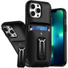 Military Grade All-In-One Hybrid Case with Card Pocket, Kickstand and Hand Strap for iPhone 13 Pro Max - Black