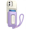 Military Grade All-In-One Hybrid Case with Card Pocket, Kickstand and Hand Strap for iPhone 12 / iPhone 12 Pro - Beige Purple