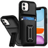 Military Grade All-In-One Hybrid Case with Card Pocket, Kickstand and Hand Strap for iPhone 11 - Black