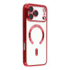 Electroplated Clear MagSafe Case with Camera Lens Protector for iPhone 17 Pro Max - Red
