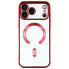Electroplated Clear MagSafe Case with Camera Lens Protector for iPhone 17 Pro Max - Red